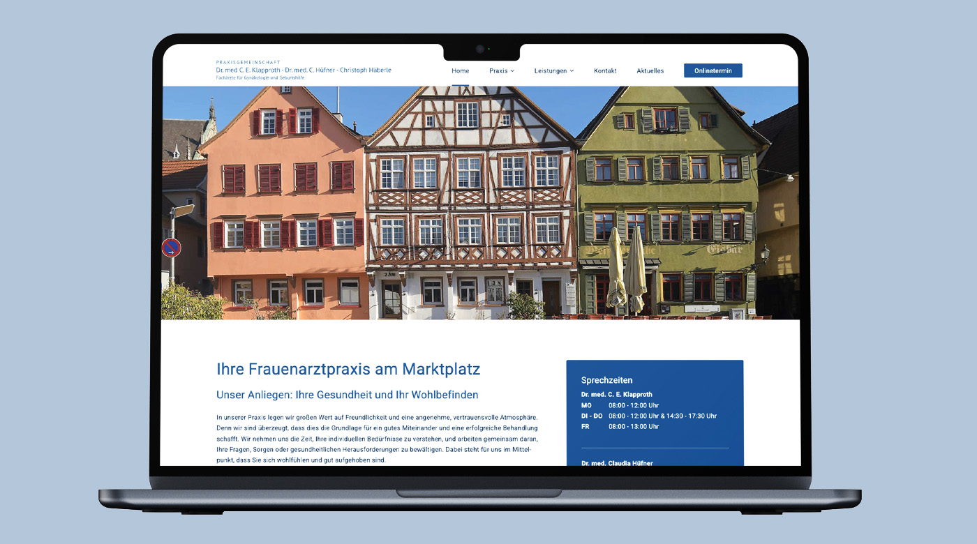 Darstellung der neuen Website
